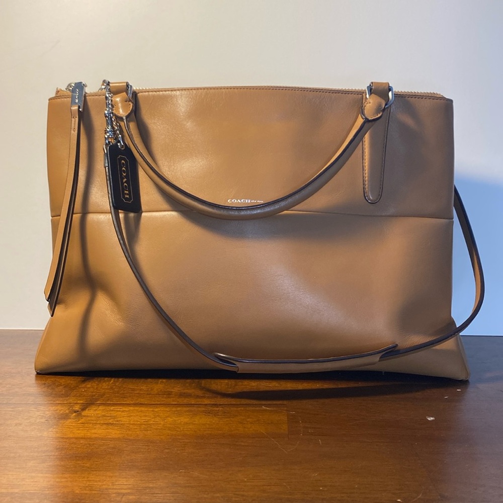 Coach Borough 30348 Tan Camel Leather Satchel Shoulder Bag